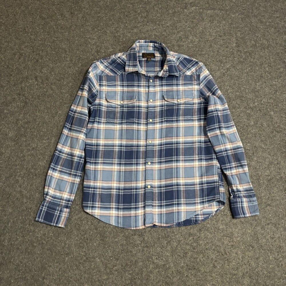 Lucky Brand Shirt Mens Size Medium Plaid Long Sleeve Pearl Snap Causal